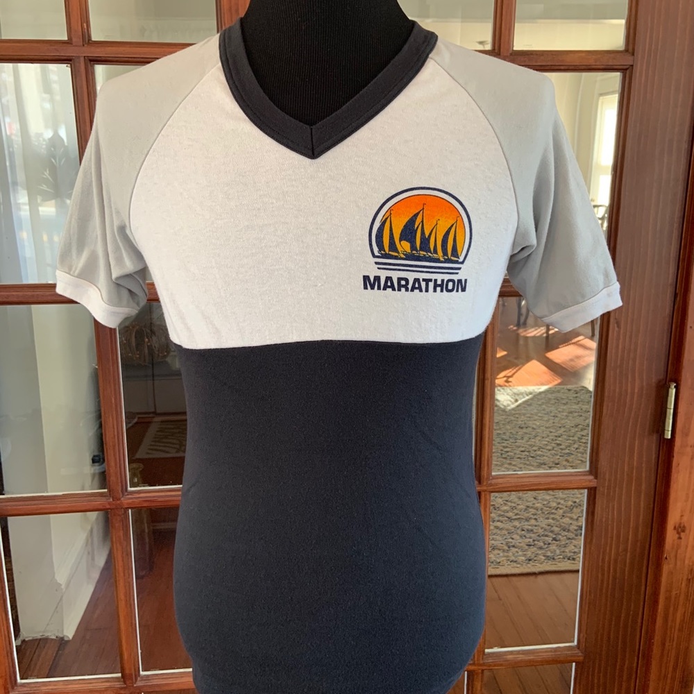 Vintage 1980’s Marathon V Neck T Shirt